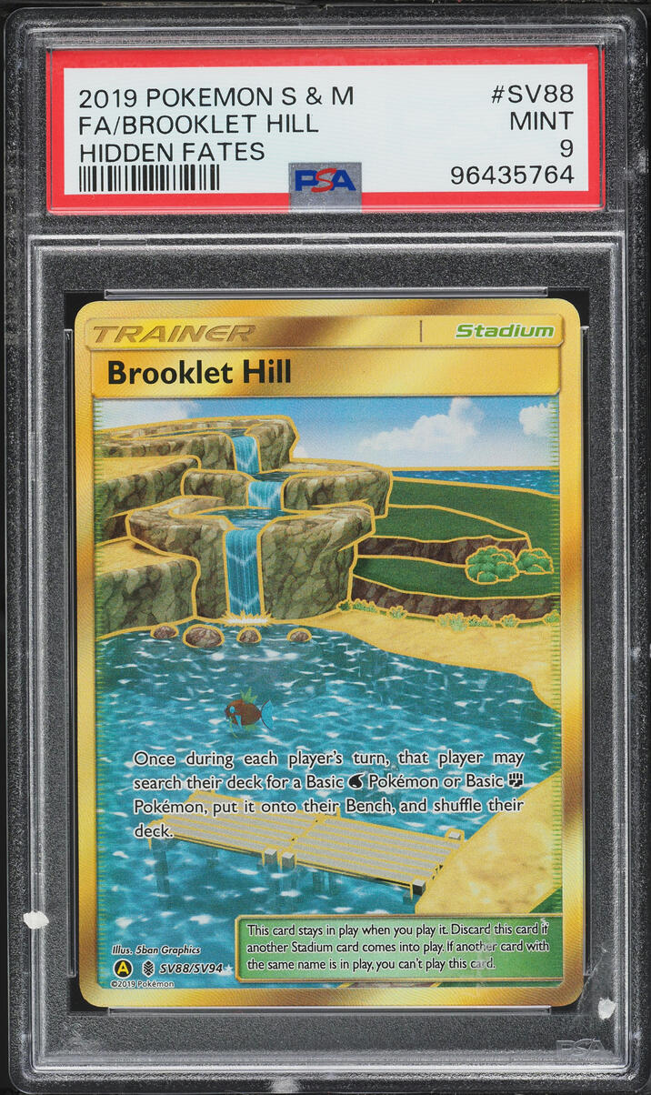 2019 Pokemon Sun & Moon Hidden Fates Full Art Brooklet Hill #SV88 PSA 9 MINT