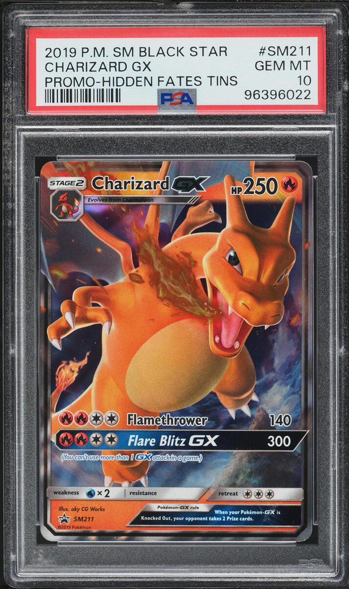 2019 Pokemon Sun & Moon Promo Hidden Fates Tin Charizard GX #SM211 PSA 10 GEM MINT