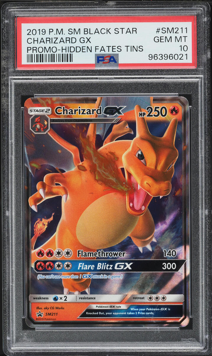 2019 Pokemon Sun & Moon Promo Hidden Fates Tin Charizard GX #SM211 PSA 10 GEM MINT