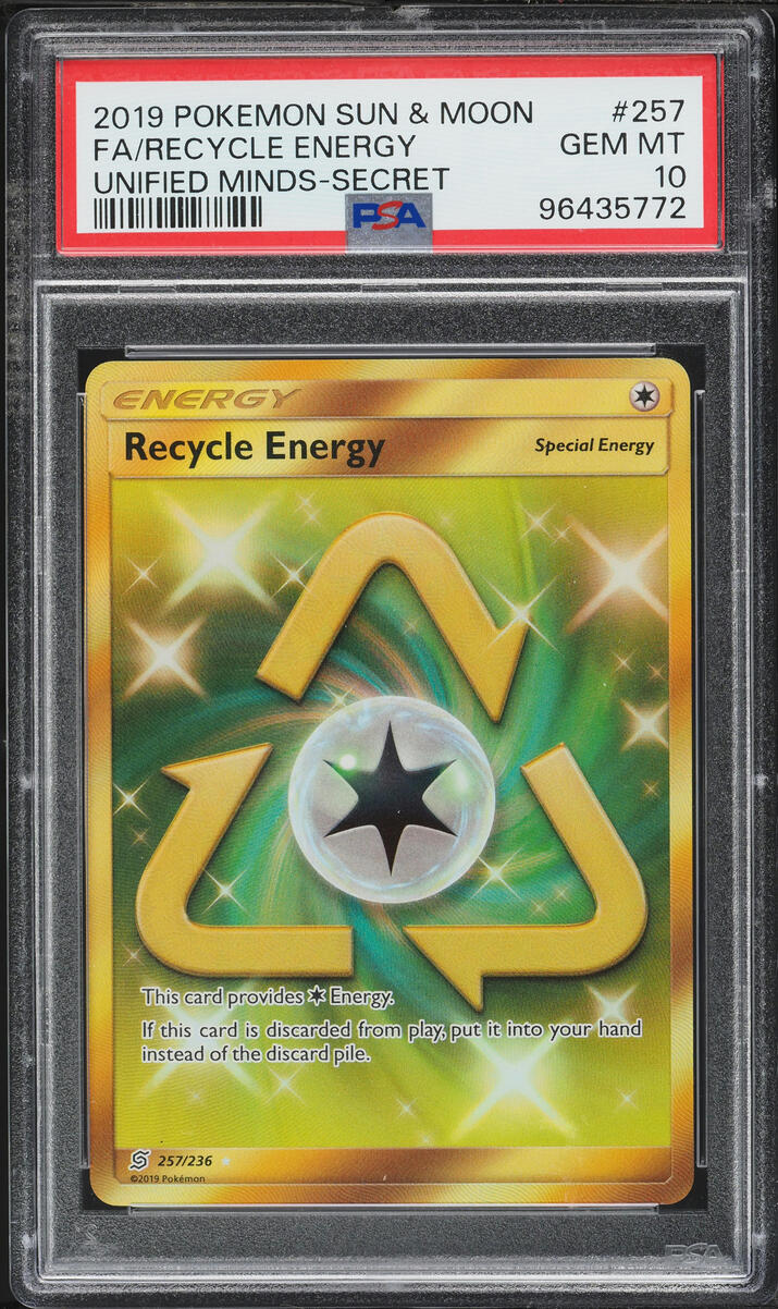 2019 Pokemon Sun & Moon Unified Minds Full Art Recycle Energy #257 PSA 10 GEM MINT