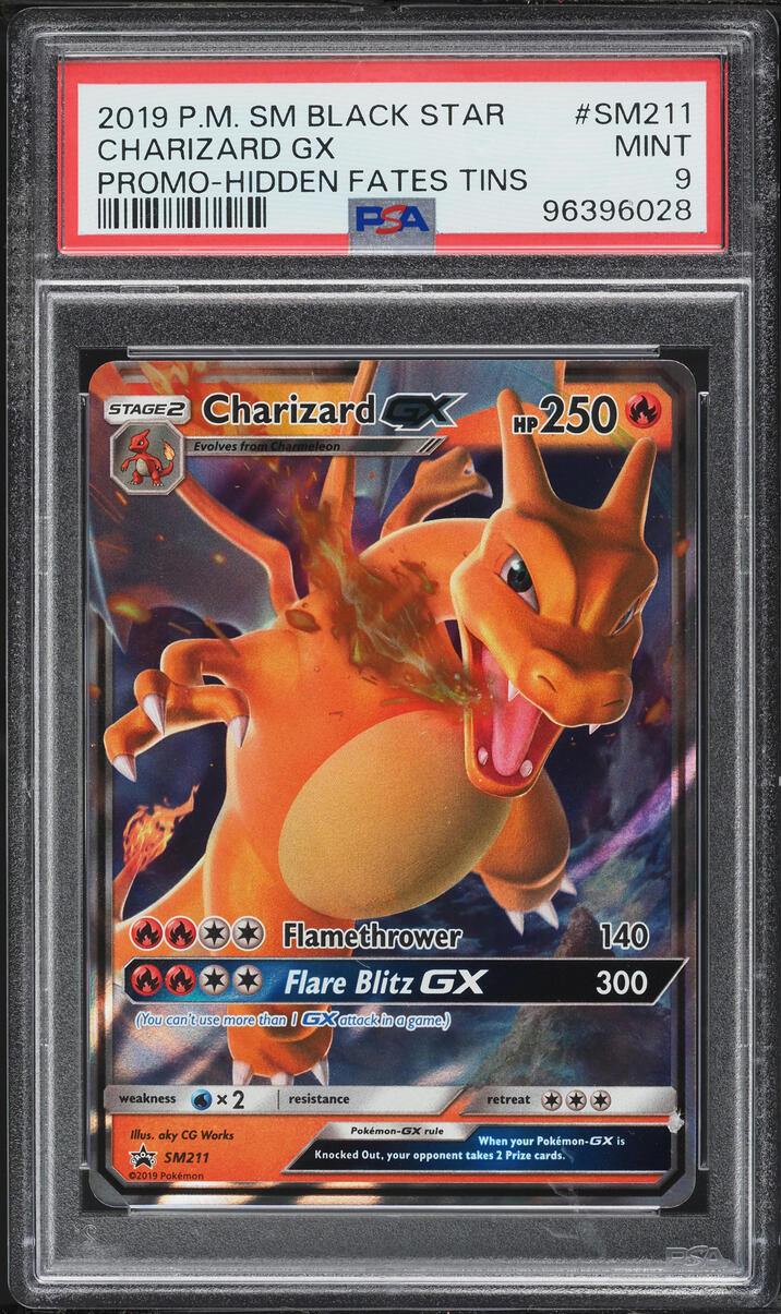 2019 Pokemon Sun & Moon Promo Hidden Fates Tin Charizard GX #SM211 PSA 9 MINT