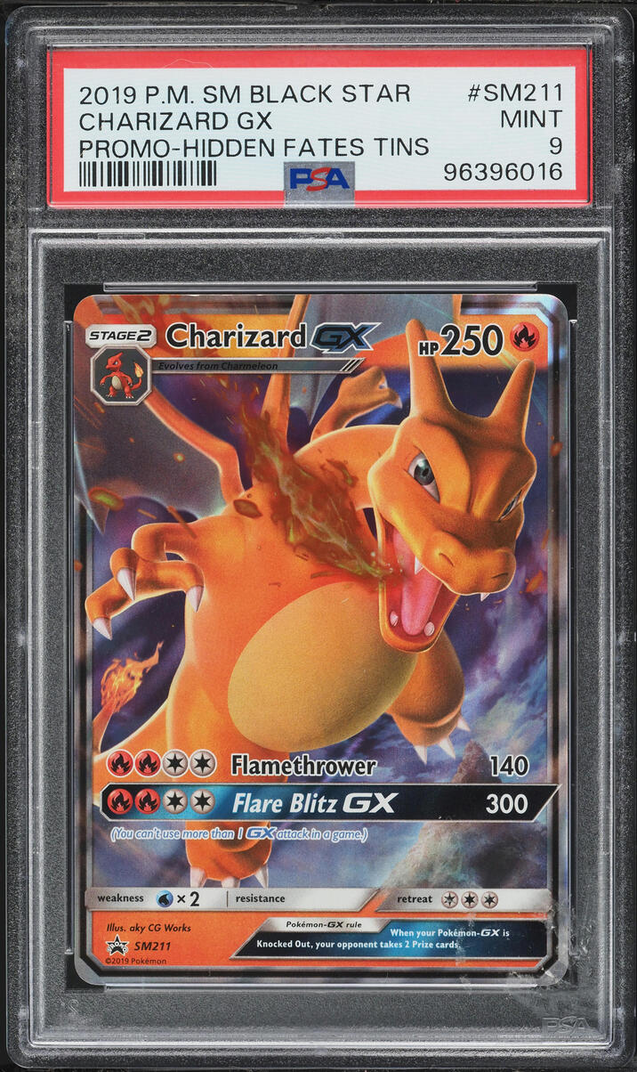 2019 Pokemon Sun & Moon Promo Hidden Fates Tin Charizard GX #SM211 PSA 9 MINT