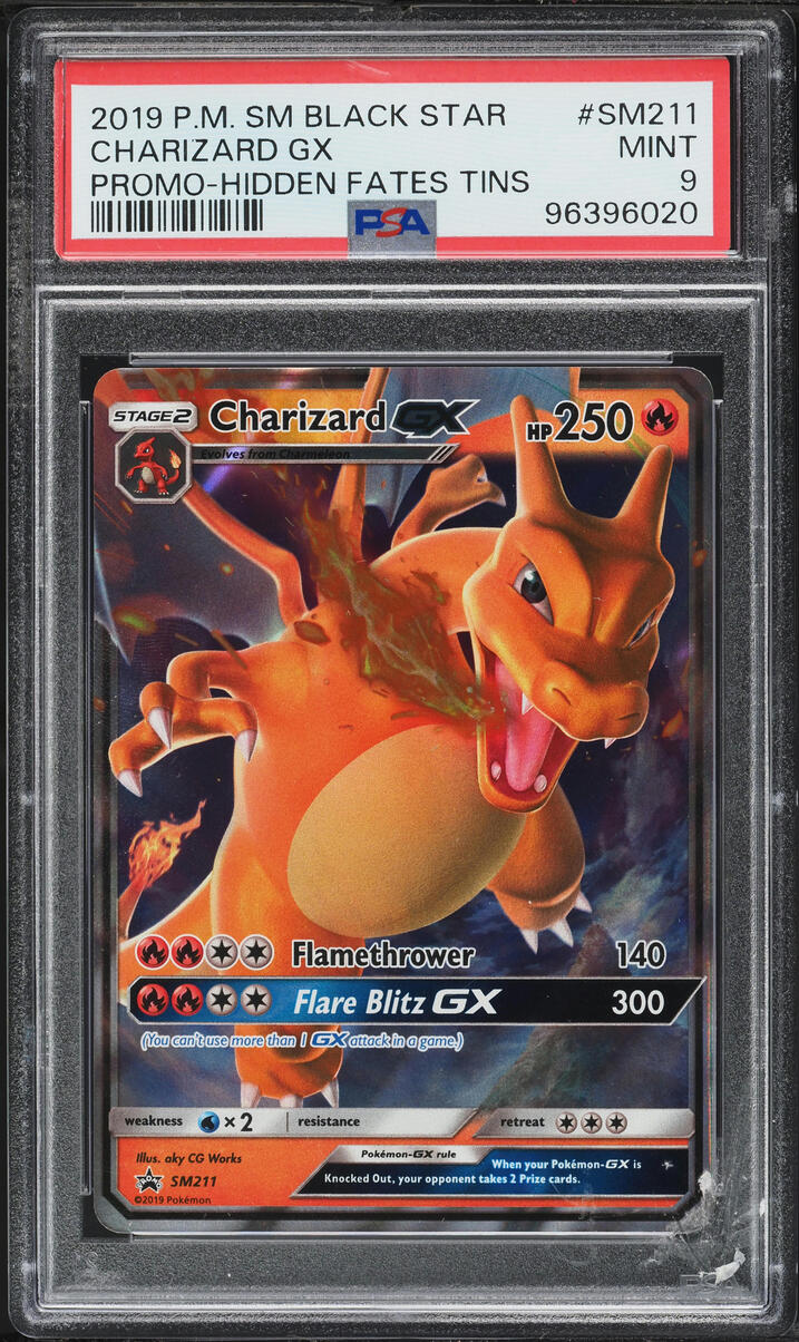 2019 Pokemon Sun & Moon Promo Hidden Fates Tin Charizard GX #SM211 PSA 9 MINT