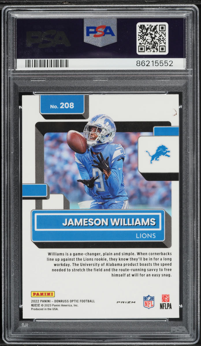 2022 Donruss Optic Purple Shock Jameson Williams ROOKIE #208 PSA 9 MINT