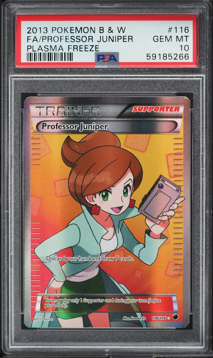 2013 Pokemon Black & White Plasma Freeze Full Art Professor Juniper #116 PSA 10