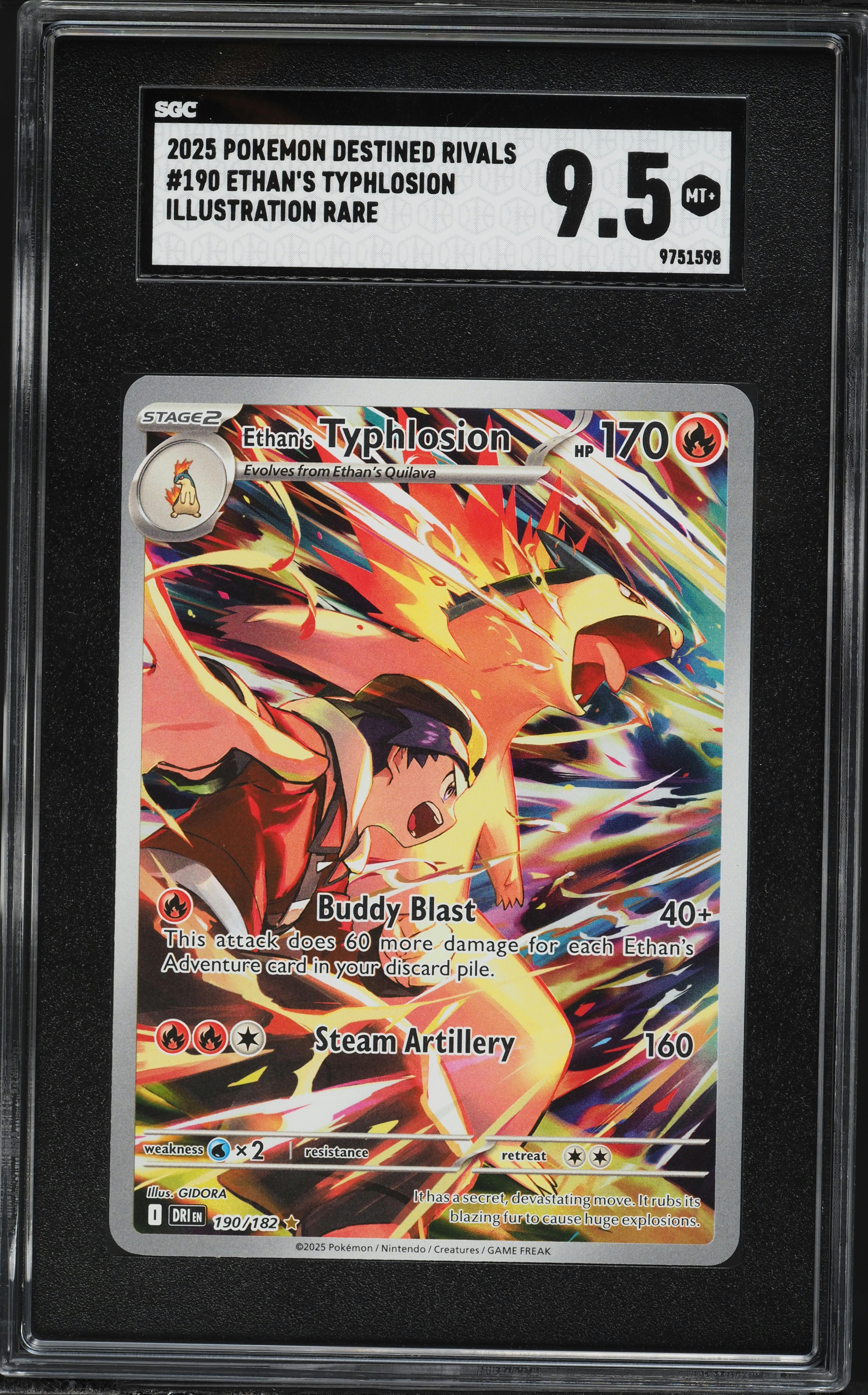 2025 Pokemon Scarlet & Violet Destined Rivals IR Ethan's Typhlosion #190 SGC 9.5 MINT+