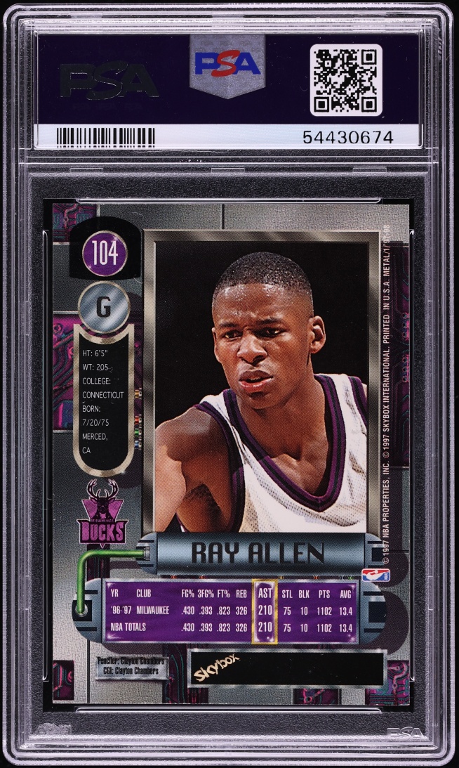 1997 Metal Universe Ray Allen #104 PSA 9 MINT