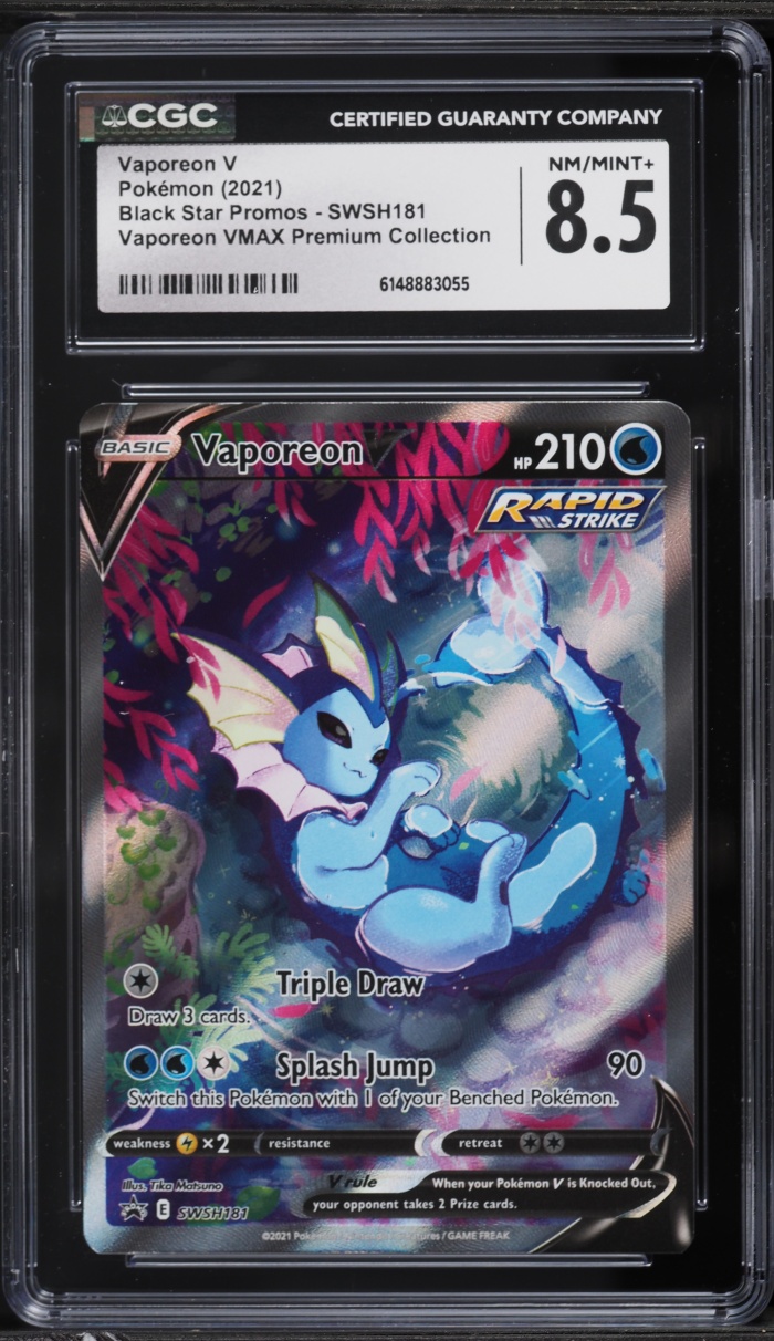 2021 Pokemon SWSH Promo VMAX Premium Collection Alt Art Vaporeon V #SWSH181 CGC 8.5 NM-MT+