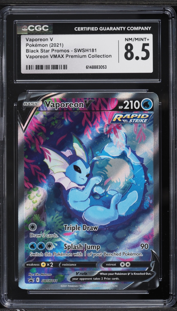 2021 Pokemon SWSH Promo VMAX Premium Collection Alt Art Vaporeon V #SWSH181 CGC 8.5 NM-MT+