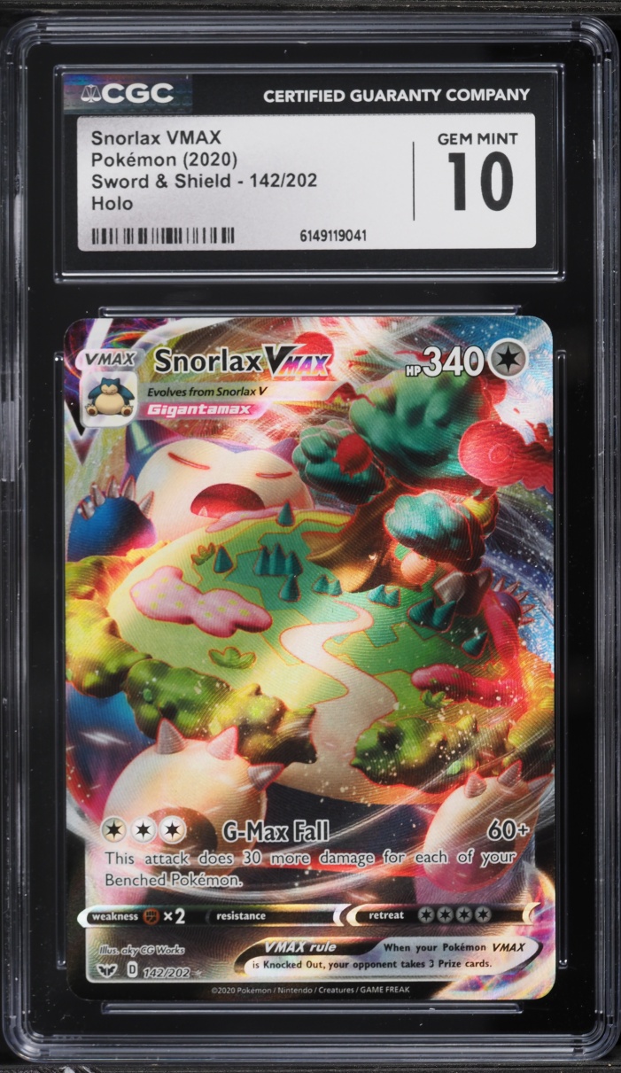 2020 Pokemon Sword & Shield Full Art Snorlax VMAX #142 CGC 10 GEM MINT