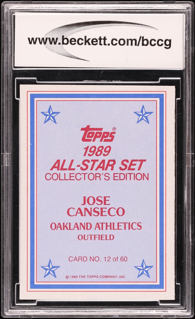 1989 Topps Glossy Send-Ins Jose Canseco #12 BCCG 10