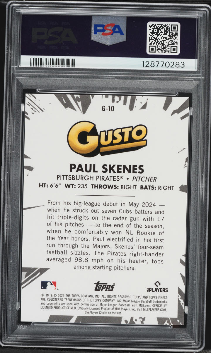 2025 Finest Gusto Paul Skenes #G10 PSA 9 MINT