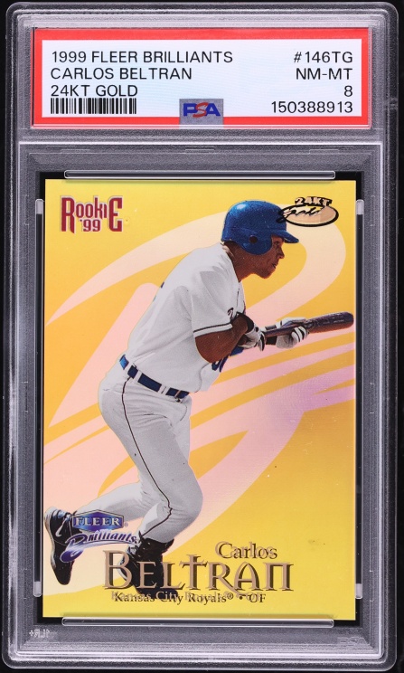 1999 Fleer Brilliants 24KT Gold Carlos Beltran ROOKIE /24 #146TG PSA 8 NM-MT