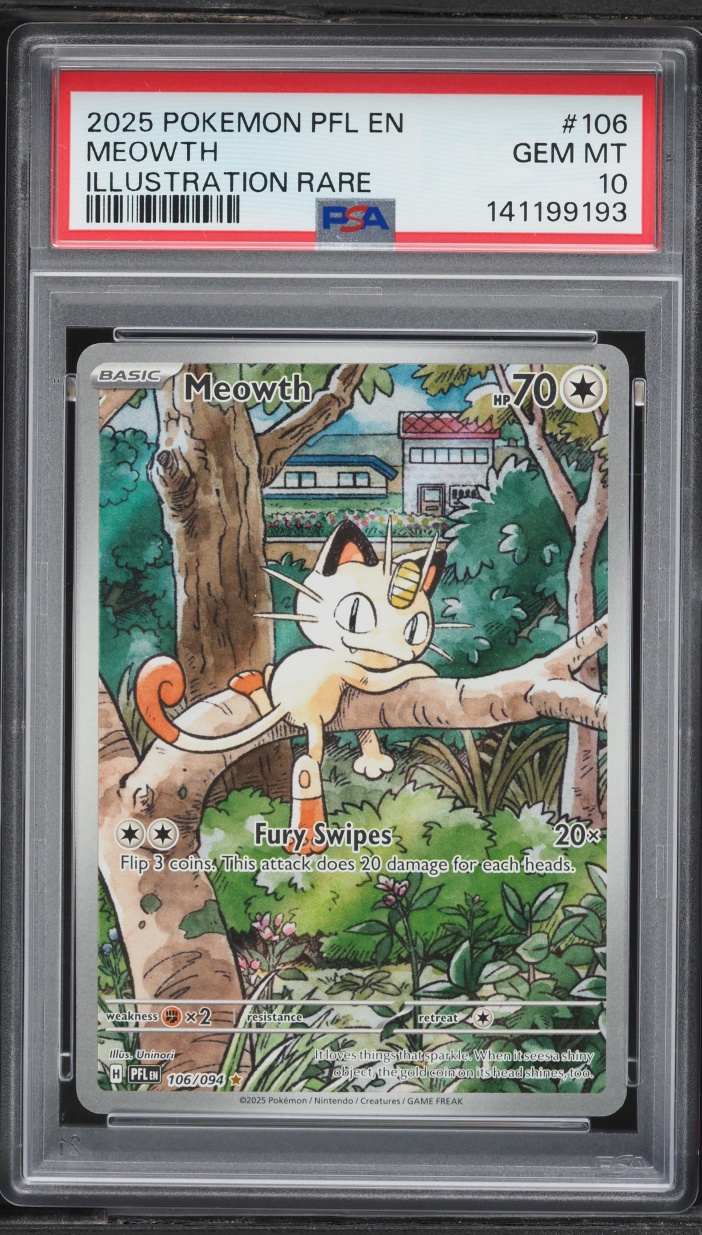 2025 Pokemon Mega Evolution Phantasmal Flames IR Meowth #106 PSA 10 GEM MINT