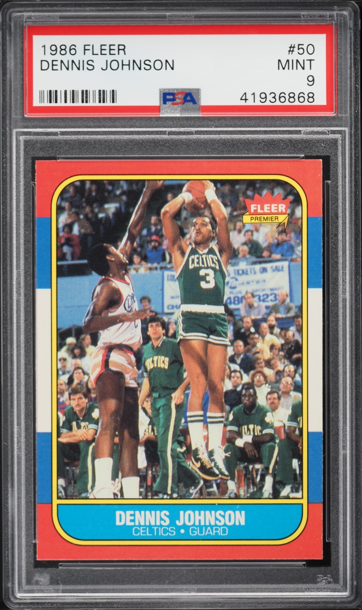 1986 Fleer Basketball Dennis Johnson #50 PSA 9 MINT