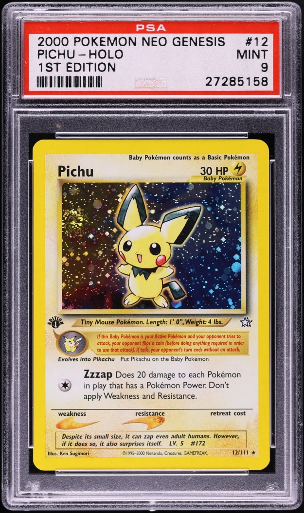 2000 Pokemon Neo Genesis 1st Edition Holo Pichu #12 PSA 9 MINT