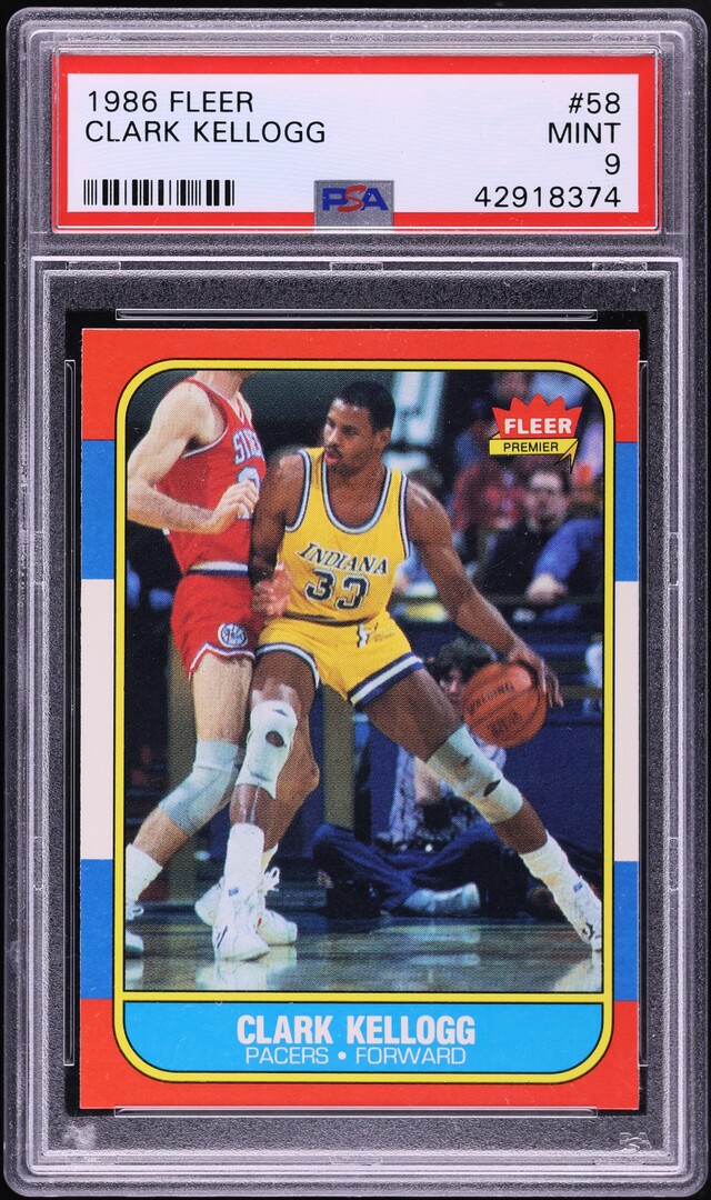 1986 Fleer Basketball Clark Kellogg #58 PSA 9 MINT