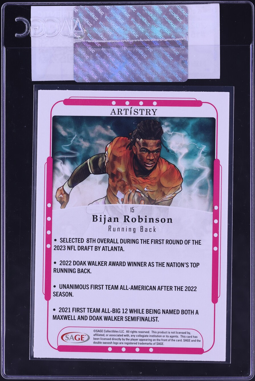 2023 Sage Artistry Bijan Robinson ROOKIE #15 CGC AUTH