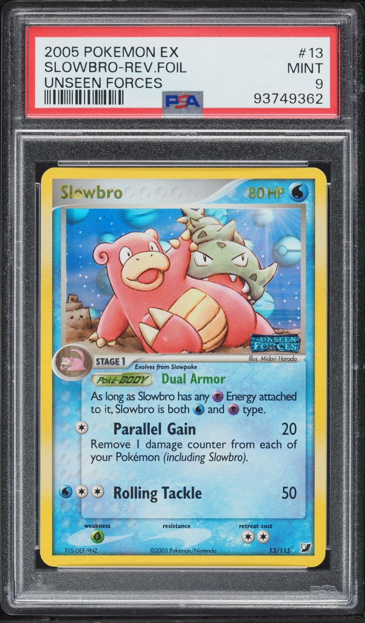 2005 Pokemon EX Unseen Forces Reverse Holo Slowbro #13 PSA 9 MINT