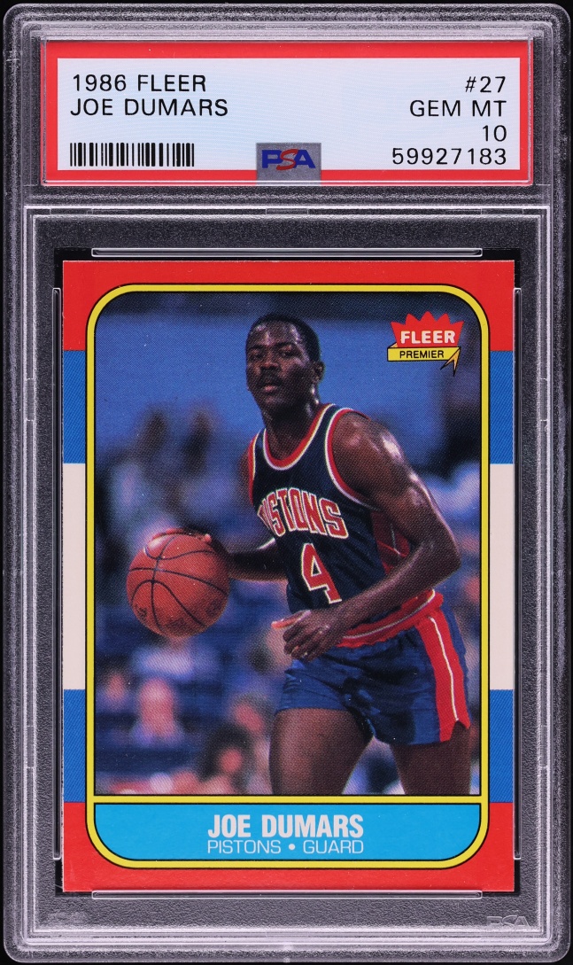 1986 Fleer Basketball Joe Dumars ROOKIE #27 PSA 10 GEM MINT