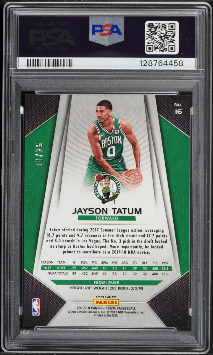 2017 Panini Prizm Mojo Jayson Tatum ROOKIE /25 #16 PSA 9 MINT on