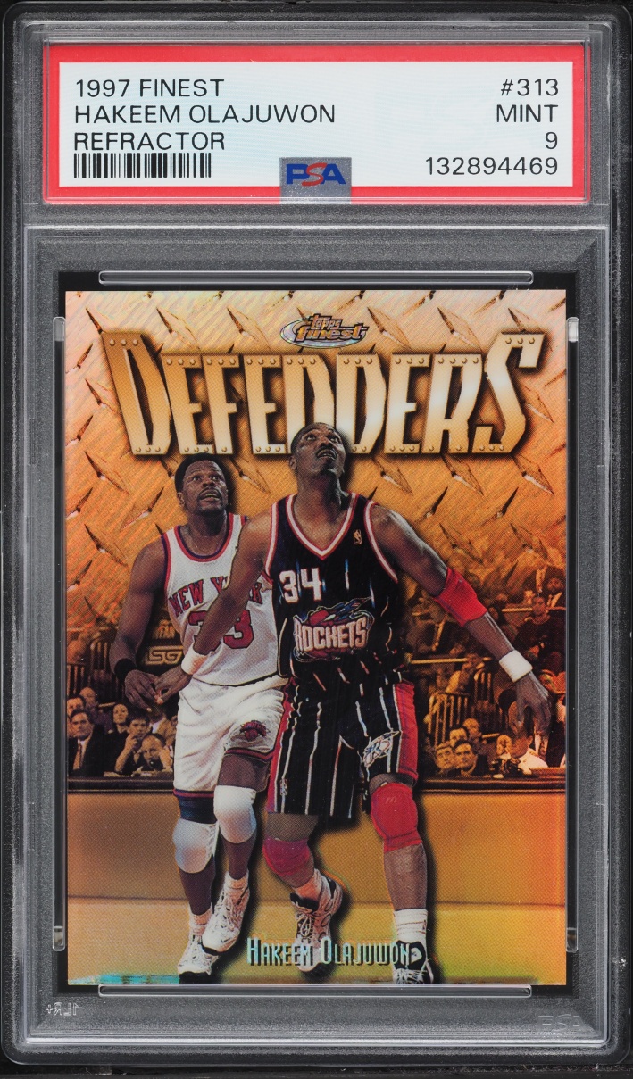 1997 Finest Defenders Gold Refractor Hakeem Olajuwon /289 #313 PSA 9 MINT