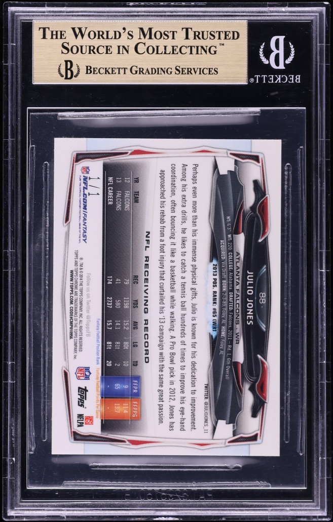 2014 Topps Chrome Mini Superfractor Julio Jones 1/1 #88 BGS 9.5 GEM MINT