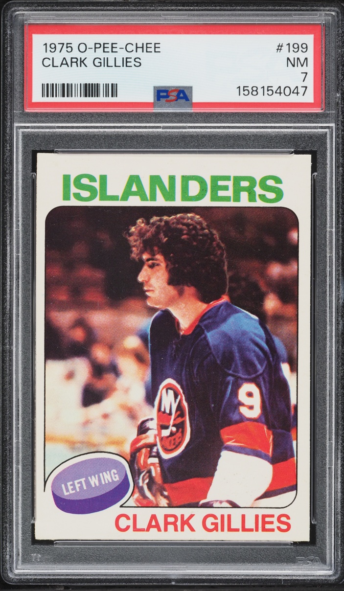 1975 O-Pee-Chee Hockey Clark Gillies ROOKIE #199 PSA 7 NRMT