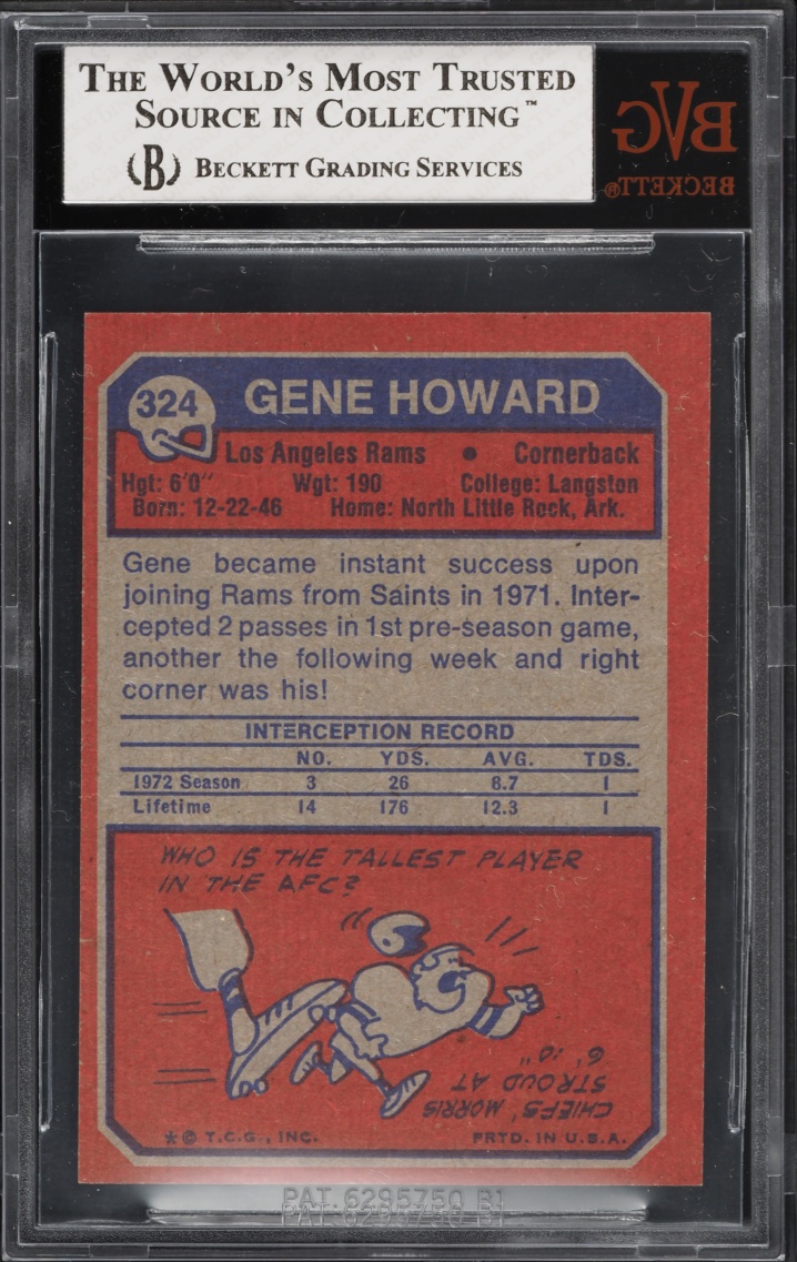 1973 Topps Football Gene Howard #324 BVG 8 NM-MT