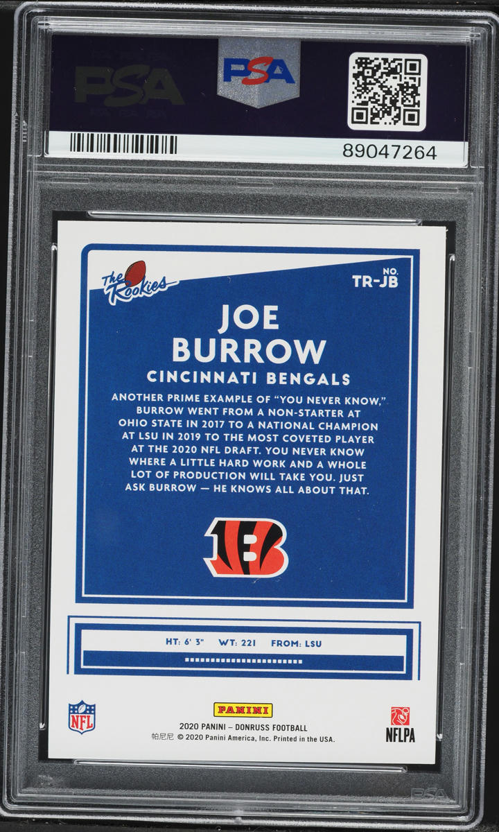 2020 Donruss The Rookies Joe Burrow ROOKIE #TR-JB PSA 8 NM-MT