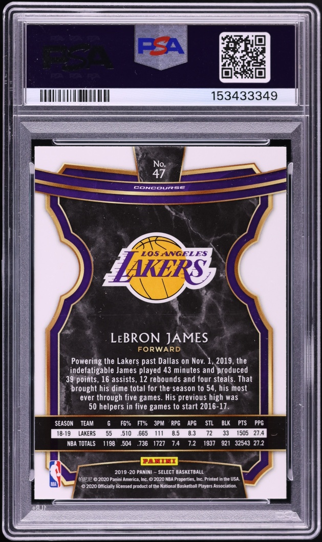 2019 Select Concourse Basketball LeBron James #47 PSA 10 GEM MINT