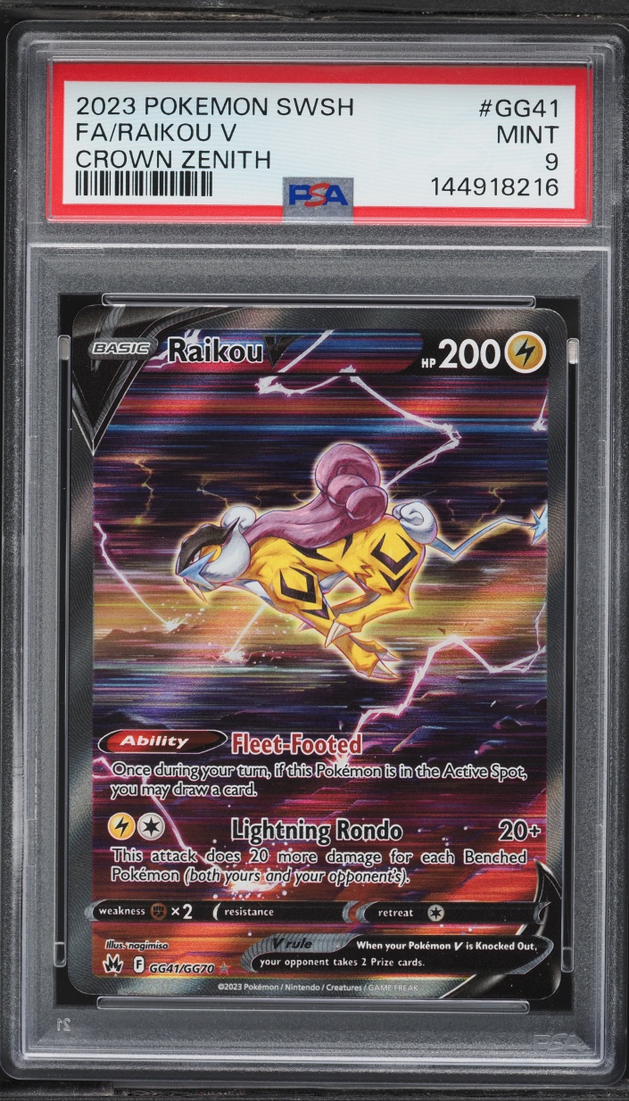 2023 Pokemon Sword & Shield Crown Zenith Alt Art Raikou V #GG41 PSA 9 MINT
