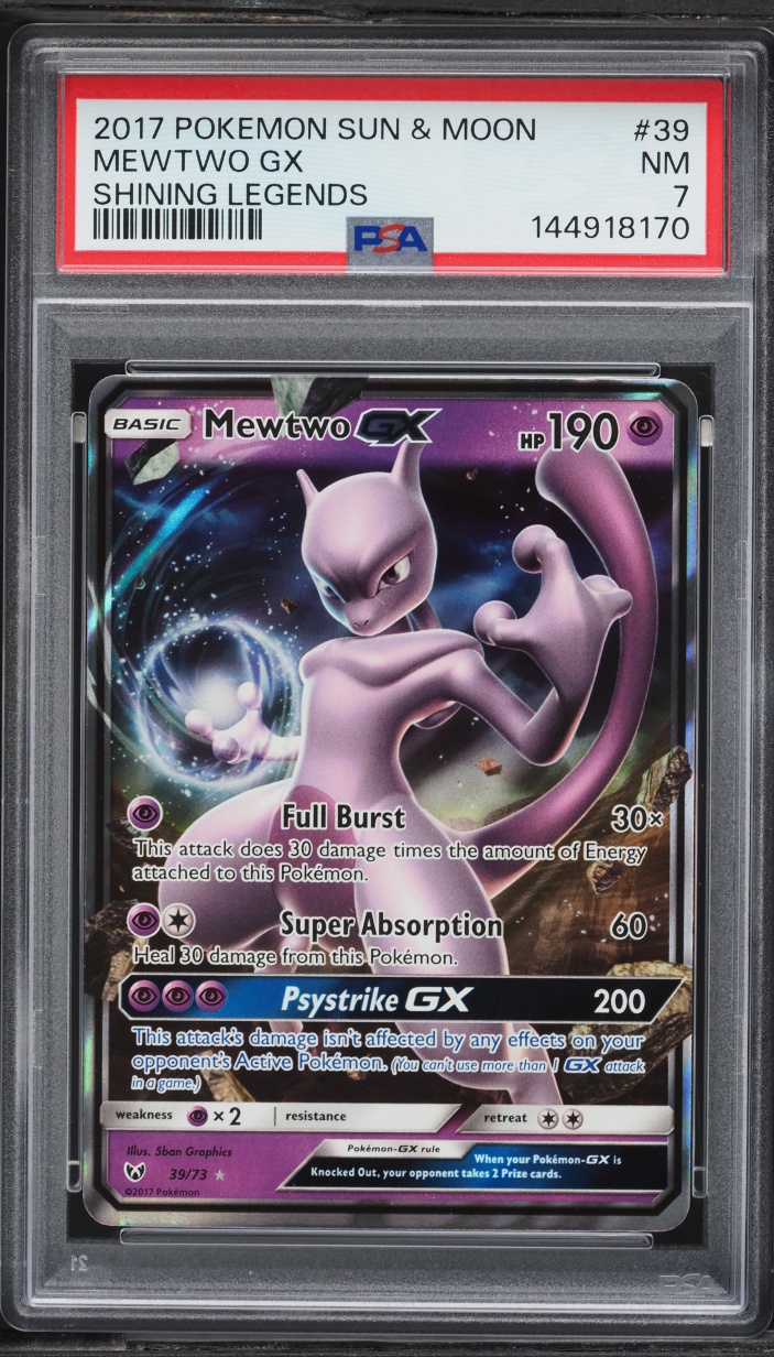 2017 Pokemon Sun & Moon Shining Legends Mewtwo GX #39 PSA 7 NRMT