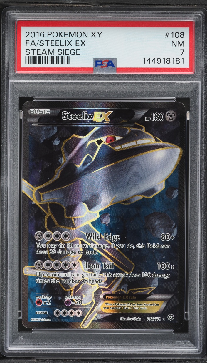 2016 Pokemon XY Steam Siege Full Art Steelix EX #108 PSA 7 NRMT