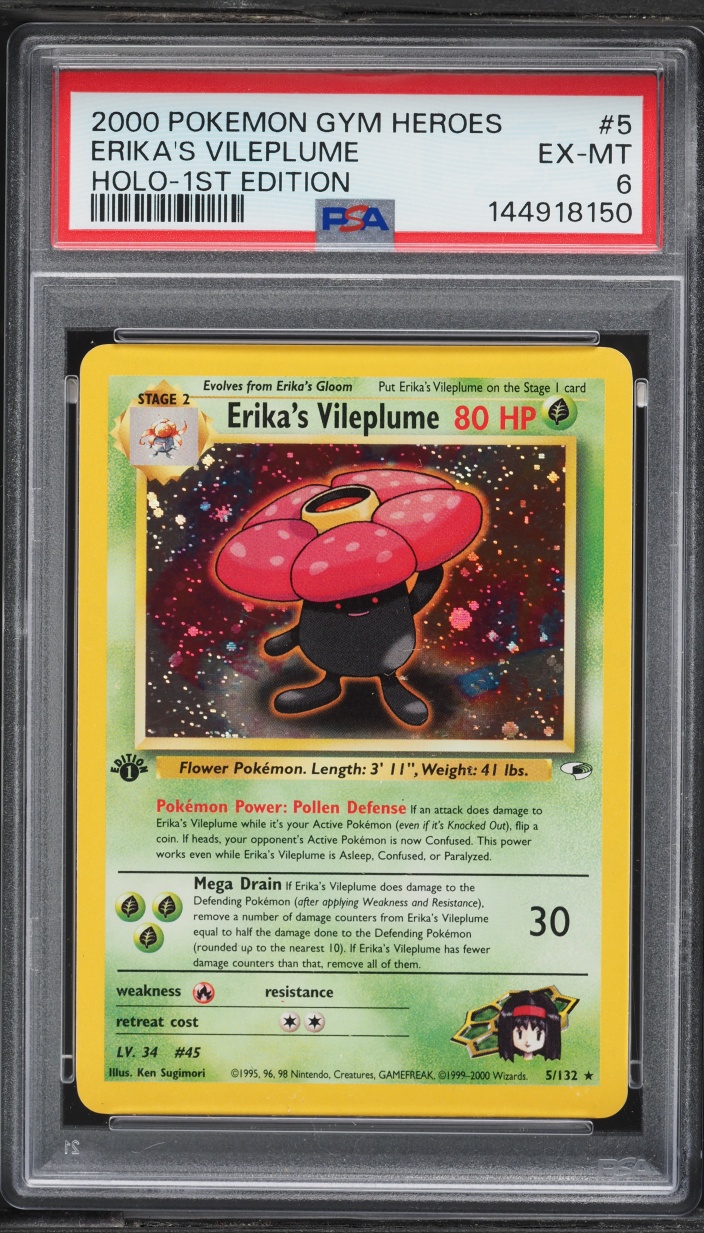 2000 Pokemon Gym Heroes 1st Edition Holo Erika's Vileplume #5 PSA 6 EXMT