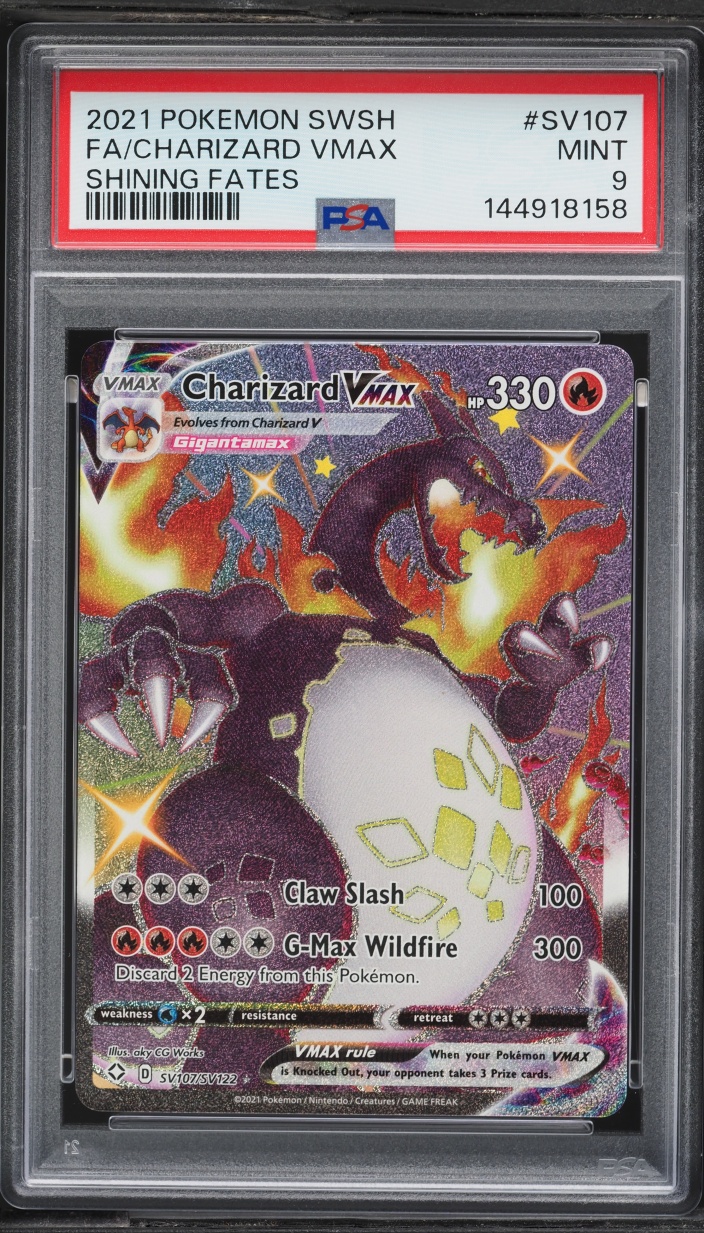 2021 Pokemon Sword & Shield Shining Fates Full Art Charizard VMAX #SV107 PSA 9 MINT