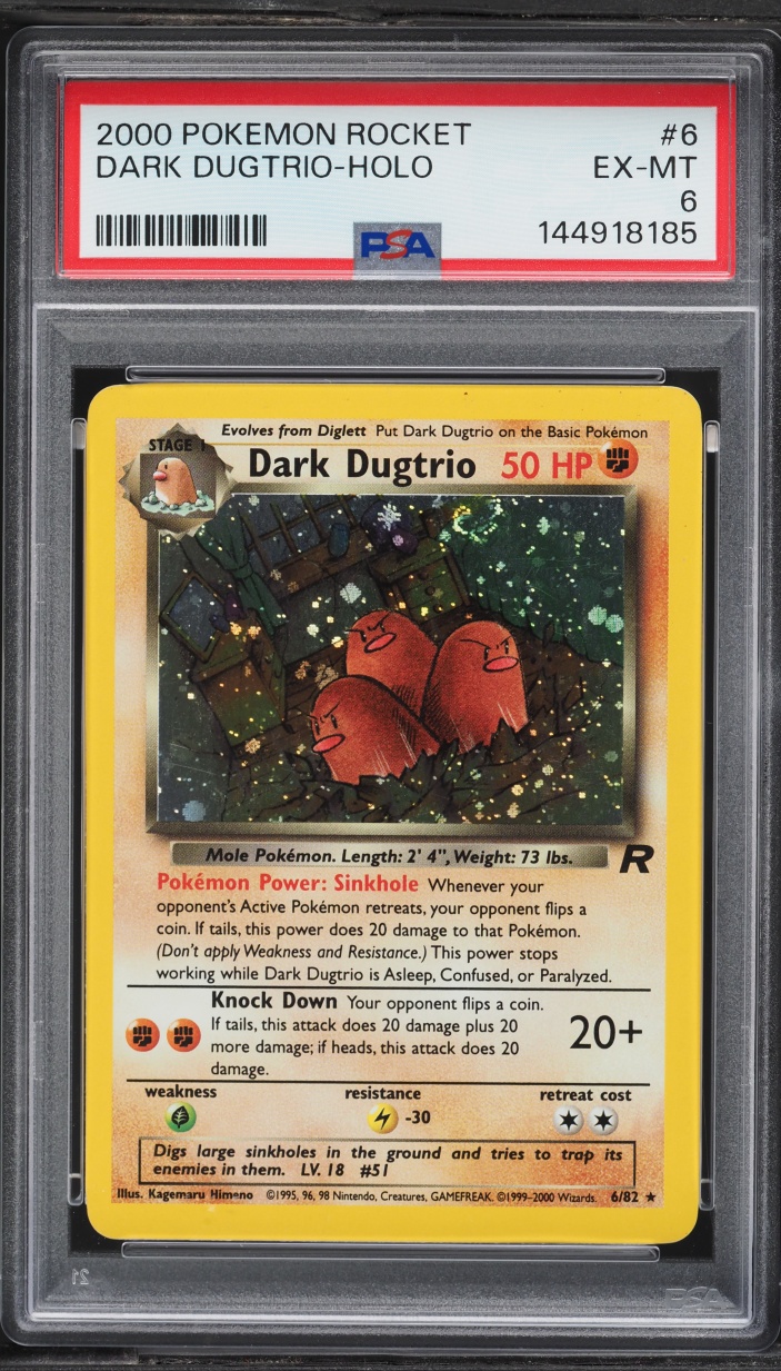 2000 Pokemon Team Rocket Holo Dark Dugtrio #6 PSA 6 EXMT