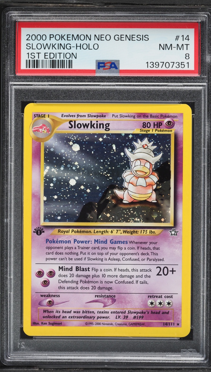 2000 Pokemon Neo Genesis 1st Edition Holo Slowking #14 PSA 8 NM-MT