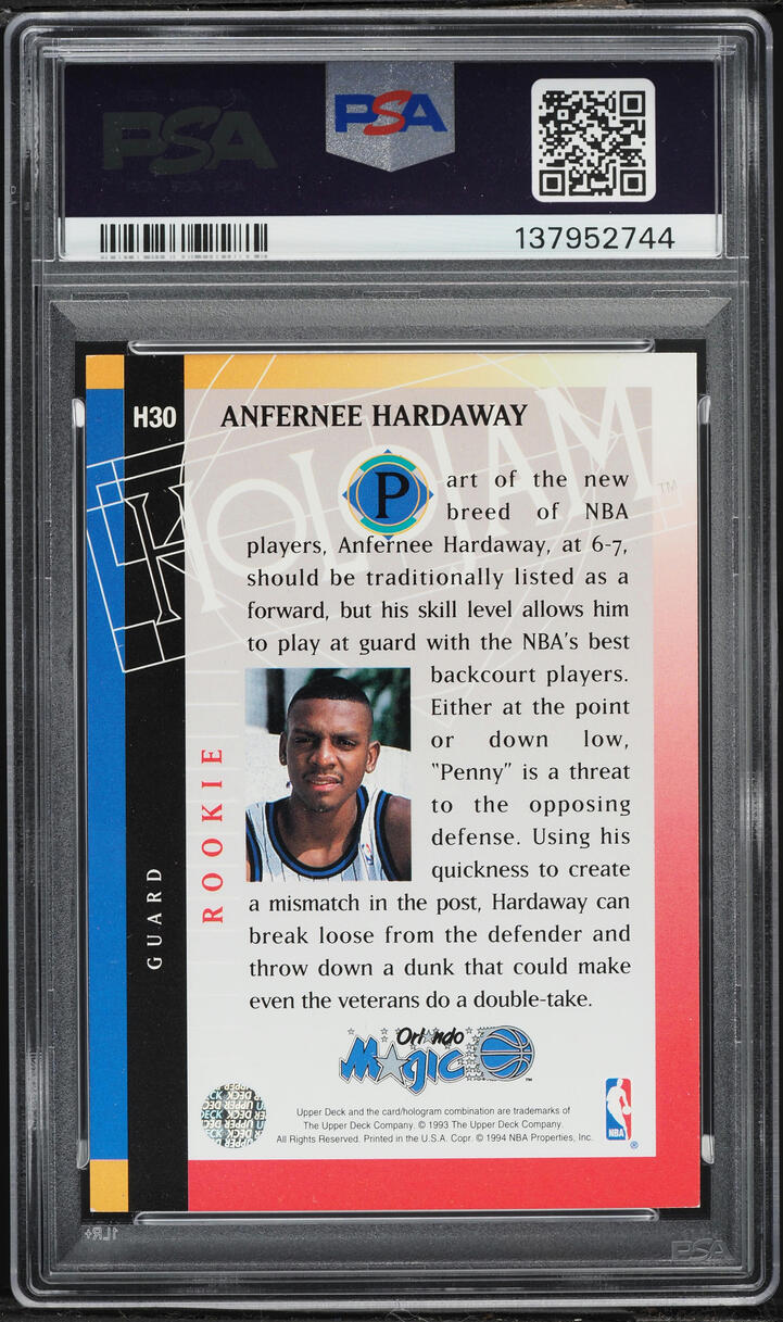 1993 Upper Deck Holojams Anfernee Hardaway ROOKIE #H30 PSA 6 EXMT