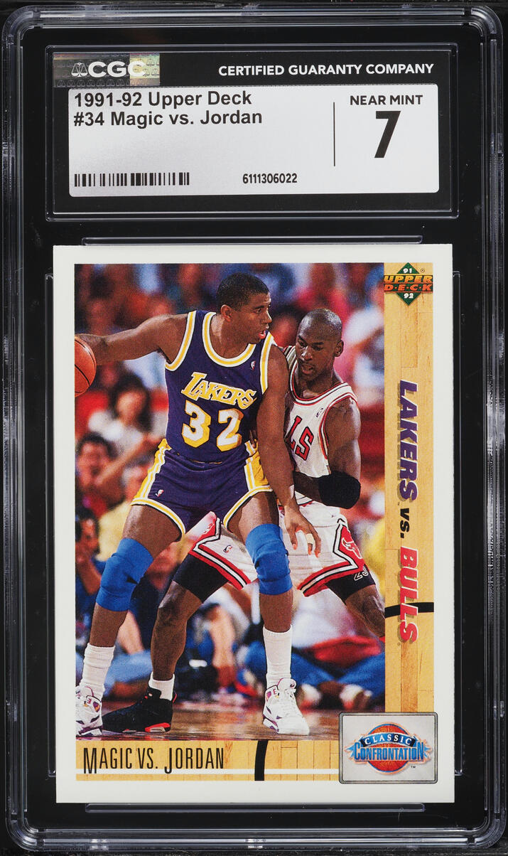 1991 Upper Deck Basketball Magic Johnson VS Michael Jordan #34 CGC 7 NRMT