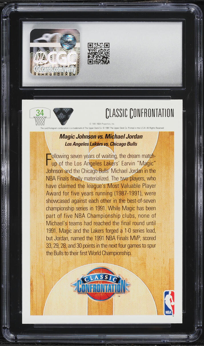 1991 Upper Deck Basketball Magic Johnson VS Michael Jordan #34 CGC 7 NRMT