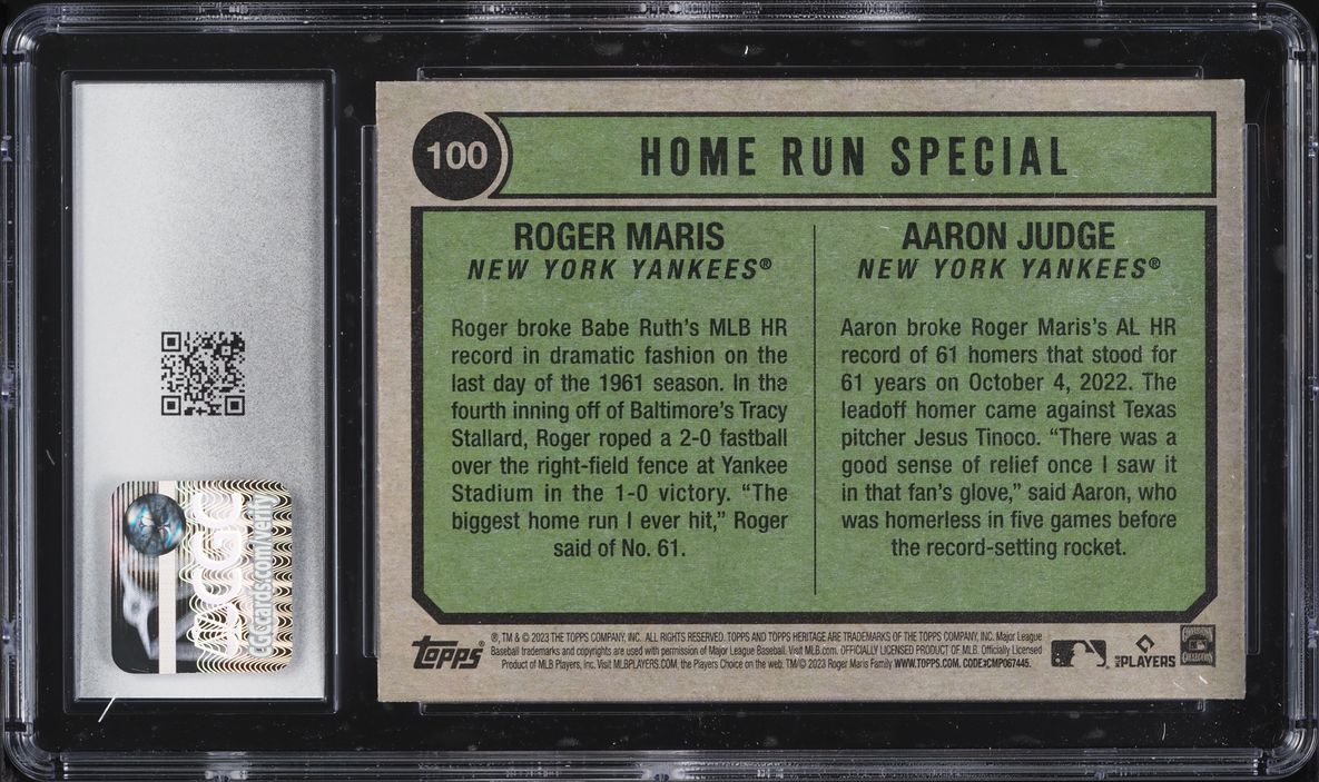 2023 Topps Heritage High Number Home Run Special Roger Maris Aaron Judge #100 CGC 10 GEM MINT
