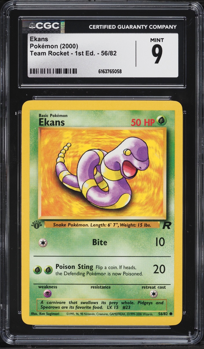 2000 Pokemon Team Rocket 1st Edition Ekans #56 CGC 9 MINT