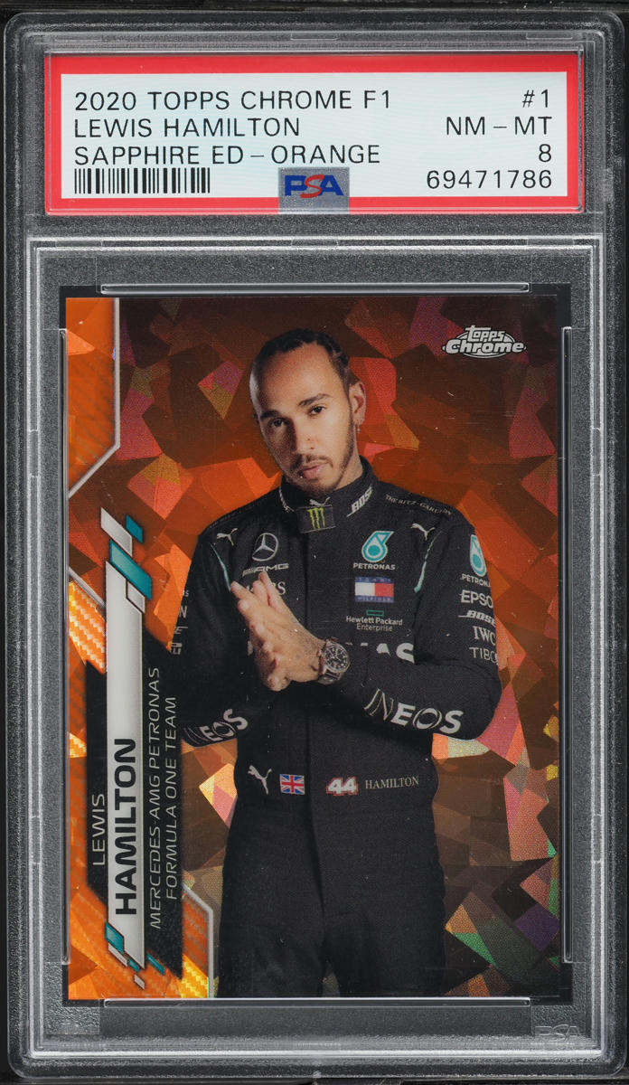2020 Topps Chrome Formula 1 F1 Sapphire Ed Orange Lewis Hamilton /25 PSA 8 NM-MT