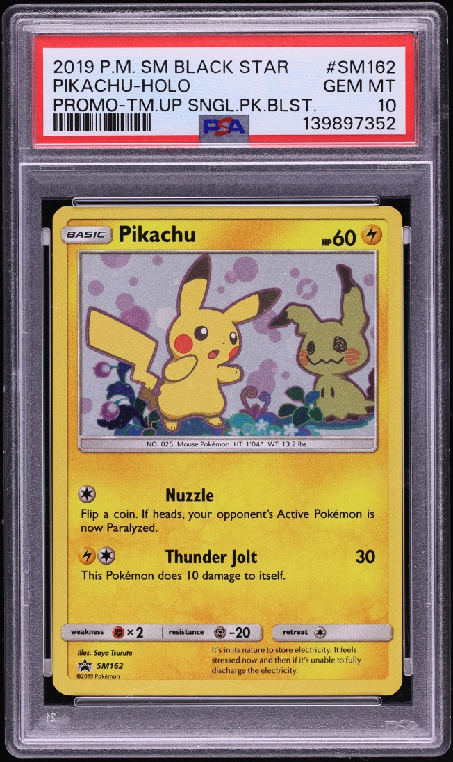2019 Pokemon Sun & Moon Black Star Promo Team Up Holo Pikachu #SM162 PSA 10 GEM MINT