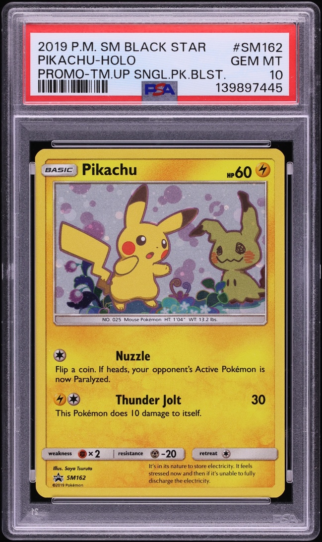 2019 Pokemon Sun & Moon Black Star Promo Team Up Holo Pikachu #SM162 PSA 10 GEM MINT
