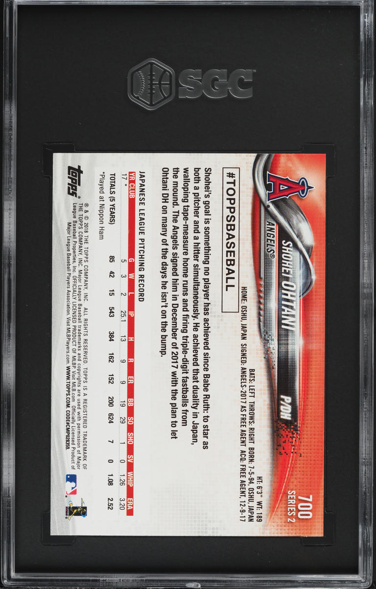 2018 Topps Shohei Ohtani ROOKIE #700 SGC 9 MINT