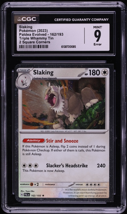2023 Pokemon Scarlet & Violet Paldea Evolved Triple Whammy Tin Slaking #162 CGC 9 MINT