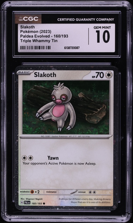 2023 Pokemon Scarlet & Violet Paldea Evolved Triple Whammy Tin Slakoth #160 CGC 10 GEM MINT