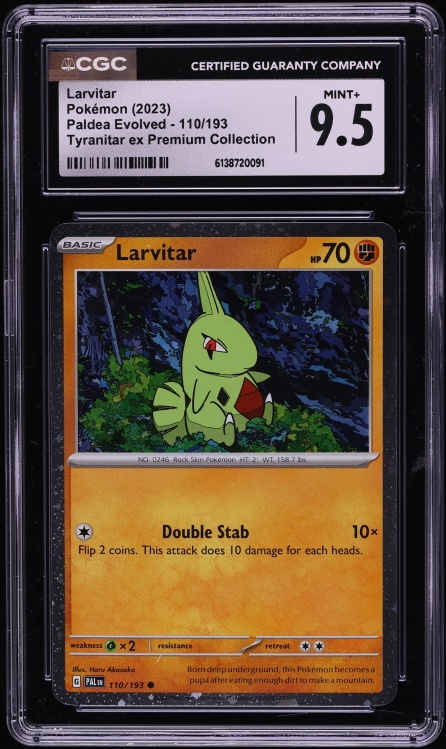 2023 Pokemon SV Paldea Evolved Tyranitar Ex Premium Collection Larvitar #110 CGC 9.5 MINT+